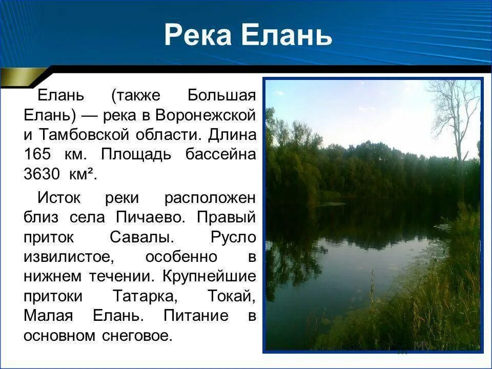 Рек озер городов твоего. Река Елань Воронежская область. Сообщение о реке Тамбовской области. Река Елань Волгоградская область. Реки Воронежской области реки Воронежской области.