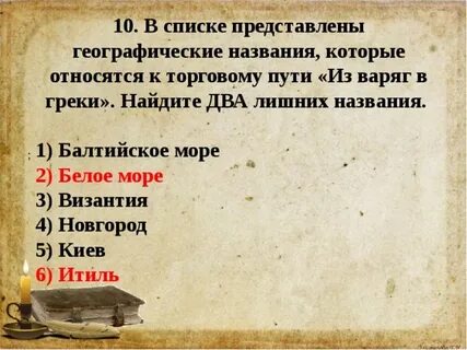 В списке представлены географические названия