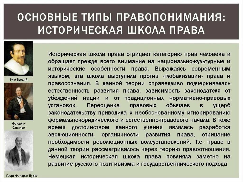 Концепции правопонимания. Историческая концепция правопонимания. Историческая школа правопонимания. Исторический Тип правопонимания. Классические типы правопонимания.