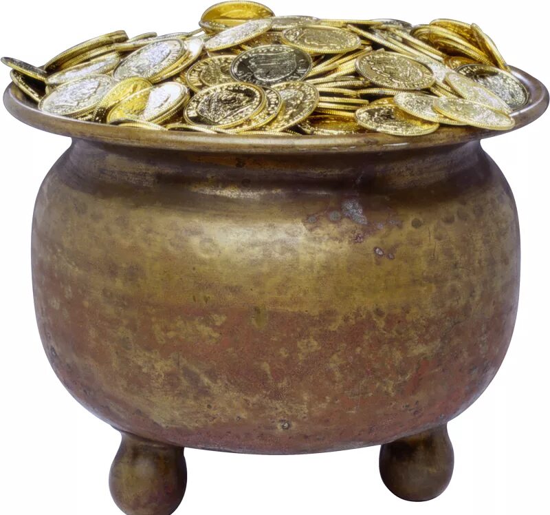 горшочек денег. горшочек с золотом. горшок с золотом. чугунок с золотом лепрекон. горшочек с монетами.