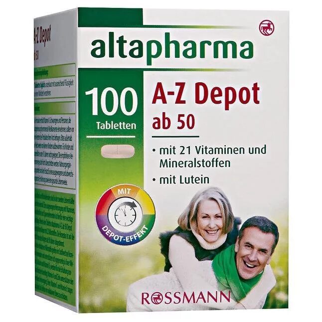 Поливитамины для женщины 60. Витамины altapharma 50+. Altapharma a-z Depot ab 50. Altapharma a-z Depot Multivitamin.