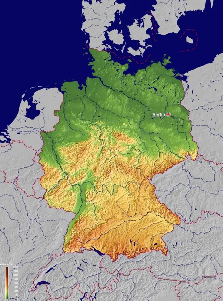 Основные особенности рельефа германии. Карта рельефа Германии. Северо Германская низменность на карте Германии. Климат Германии карта. Климатическая карта ФРГ.