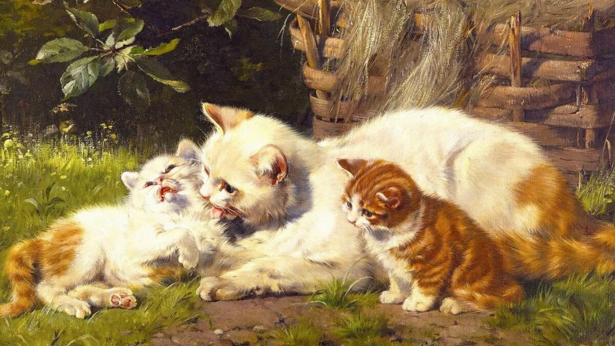 Кошка с котятами. Картина кошка с котятами. Кошка и котенок для детей. Картина для детей кошка с котятами. Рассказ по картине кошка с котятами