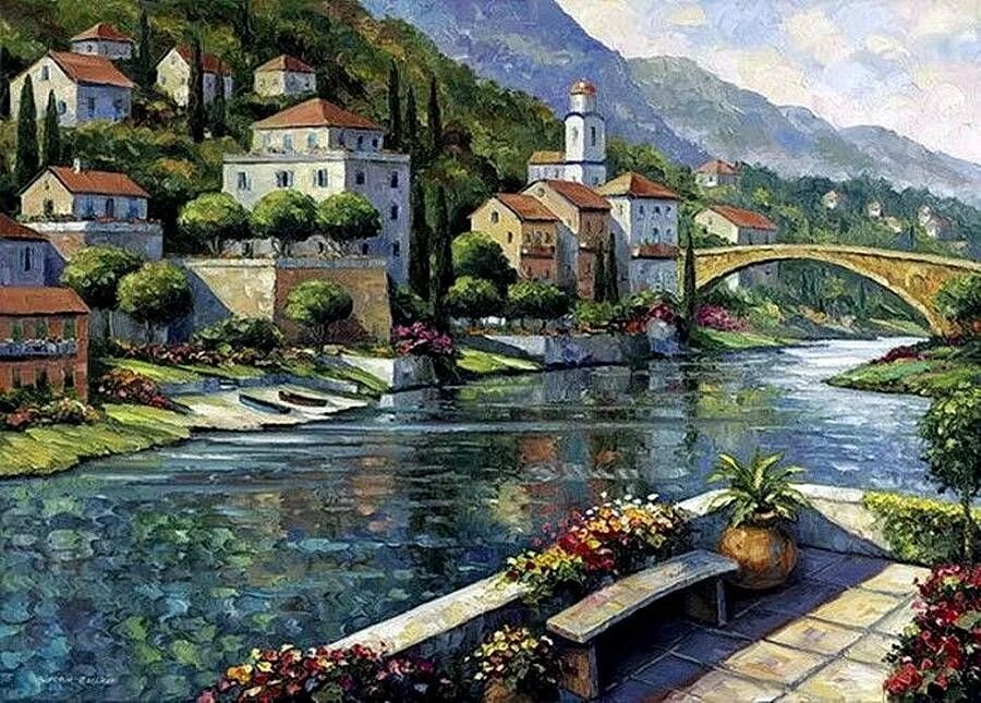 Алмазная мозаика озеро комо. Австрия озеро гальштат. Австрия. Бернардо хей средиземноморский пейзаж. Художник дуглас лэрд.