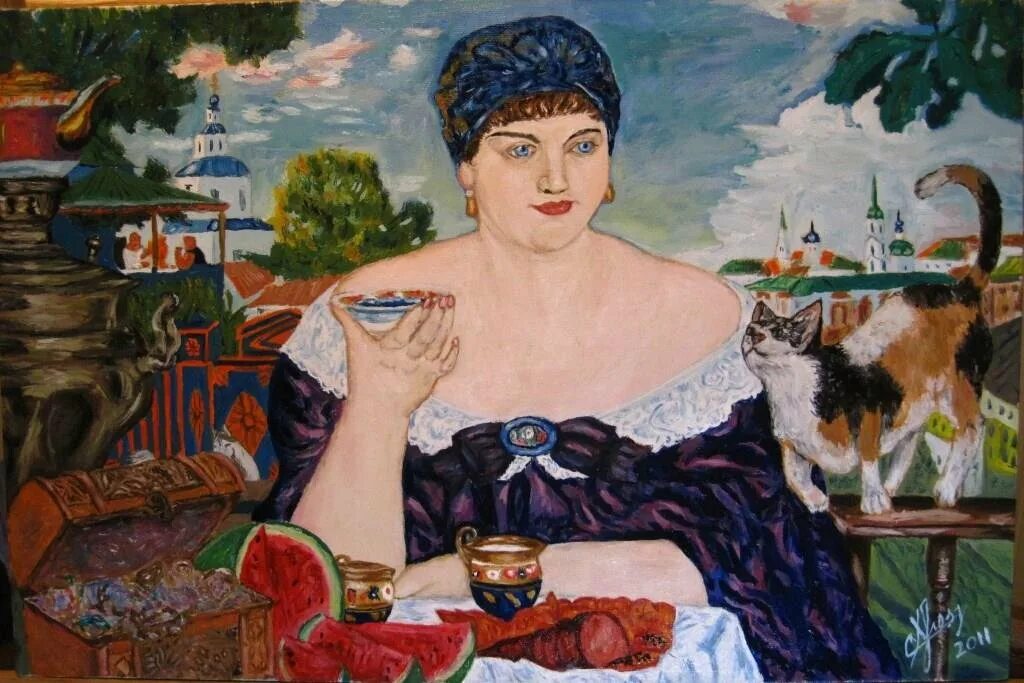 Кустодий картины. Кустодиев Купчиха за чаем. Борис Михайлович Кустодиев Купчиха за чаем. Кустодиева Купчиха за чаем. Кустодиев чаепитие купчихи.