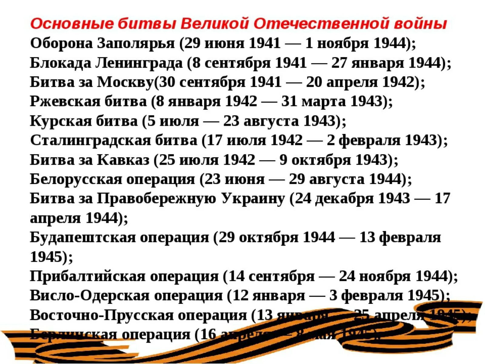 История сражений вов. Важнейшие битвы ВОВ даты. Даты крупных сражений Великой Отечественной войны. Даты Великой Отечественной войны основные 1945.