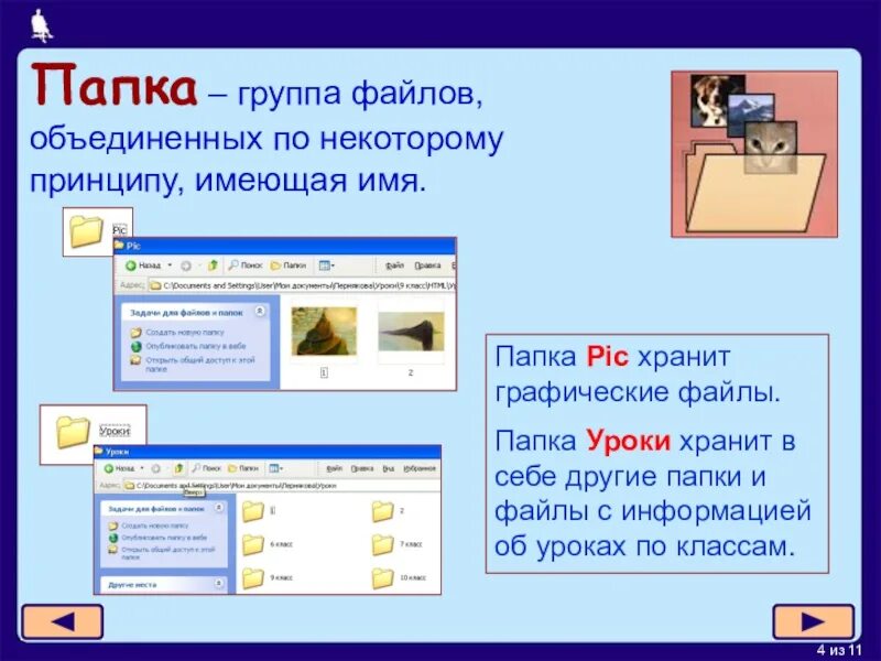 Функции папок