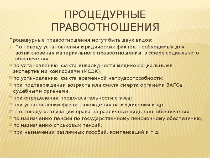 Социальные процедурные правоотношения