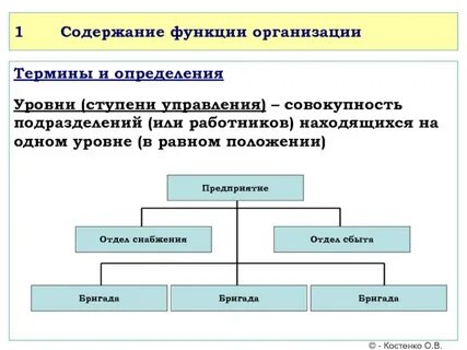 Функции организации позволяет определить
