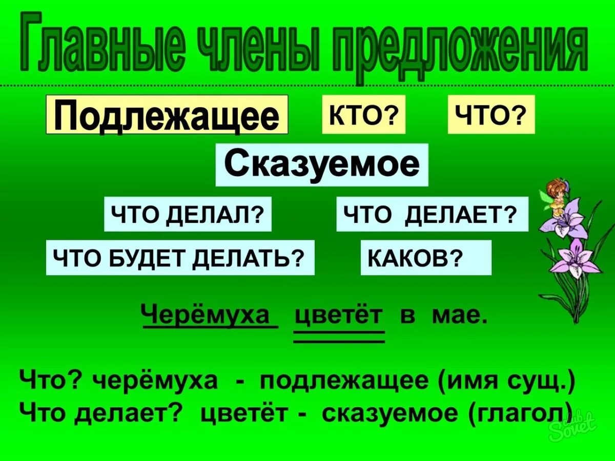 Подлежащее и сказуемое деепричастие. Предложение начальная школа. Подлежащее и сказуемое текст.