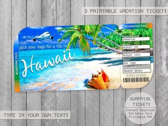 Билет на Гавайи. Шуточный билет на Гавайи. Гавайи авиабилеты. Билет на Гавайи фото. Путевка на гавайи