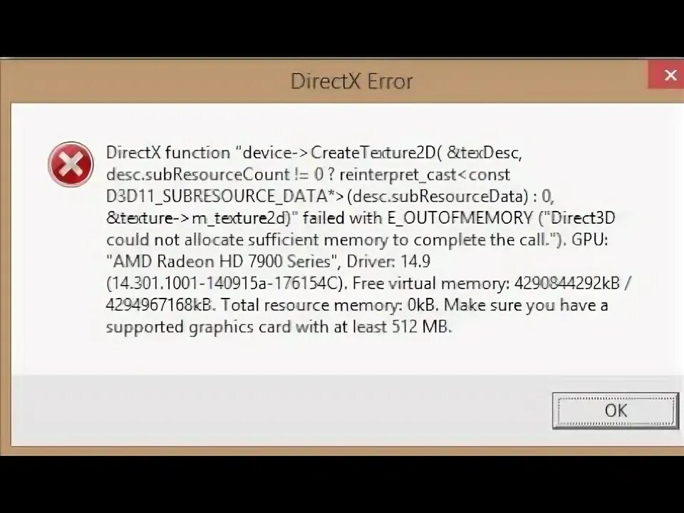 E outofmemory direct3d