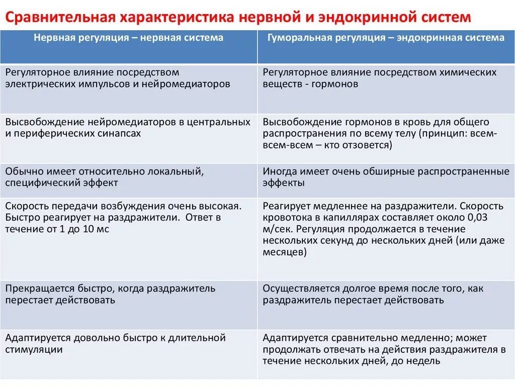 Сравнение нервной и гуморальной. Сравнение нервной и эндокринной системы. Деятельность нервной и эндокринной систем таблица. Сравнительная характеристика нервной и эндокринной регуляции. Сравнение нервной и эндокринной системы таблица.