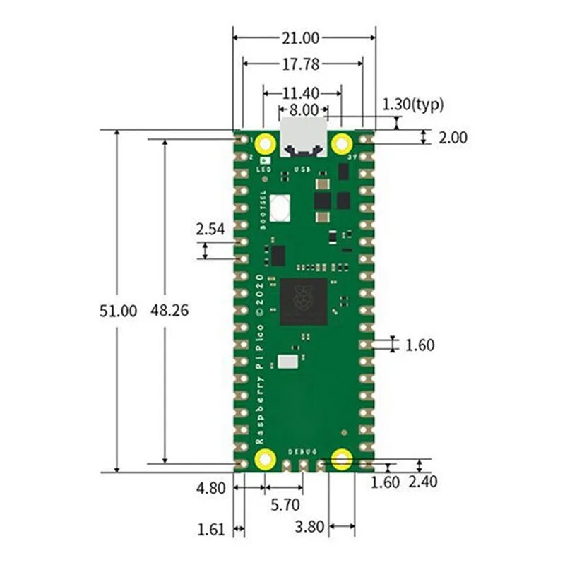 Raspberry pi размеры. Pico board rp2040. плата raspberry pi pico. raspberry pi pico board rp2040.