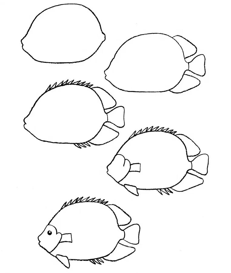 Поэтапное рисование рыбки. Поэтапное рисование рыбки для детей. Пошаговое рисование рыбки. Поэтапное рисование рыбки для дошкольников. Нарисовать рисунок рыбу