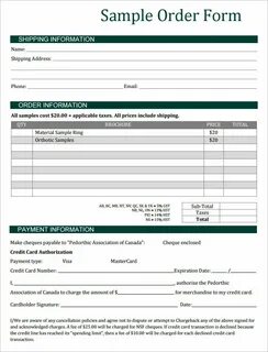 Orders examples