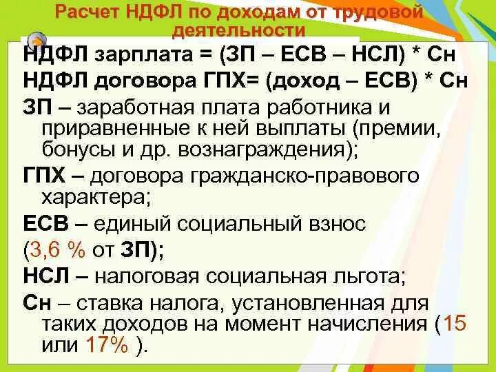 Подоходный процент от зарплаты. Расчет НДФЛ. Как рассчитать подоходный налог с зарплаты. Как рассчитать НДФЛ С зарплаты. Формула начисления НДФЛ.