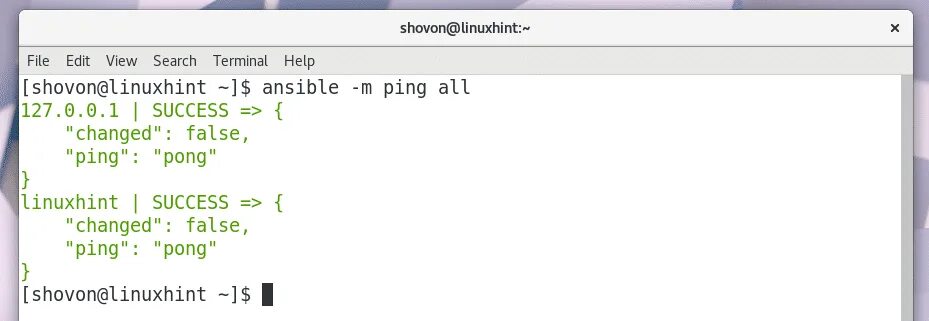 Ansible ping