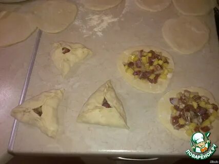 Треугольники картошка с мясом в тесте