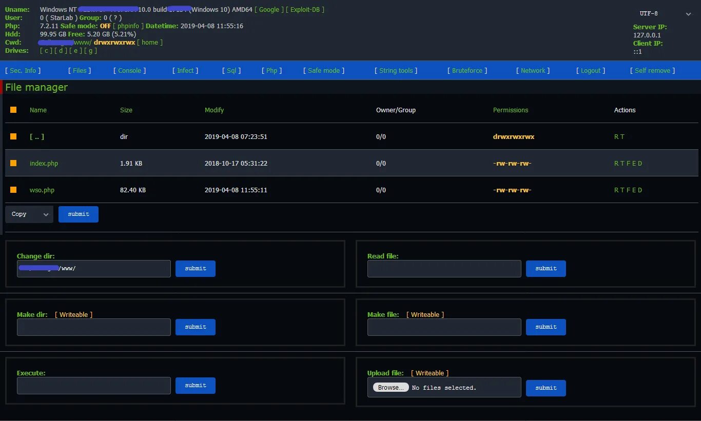 Uname user php hdd cwd linux 2025