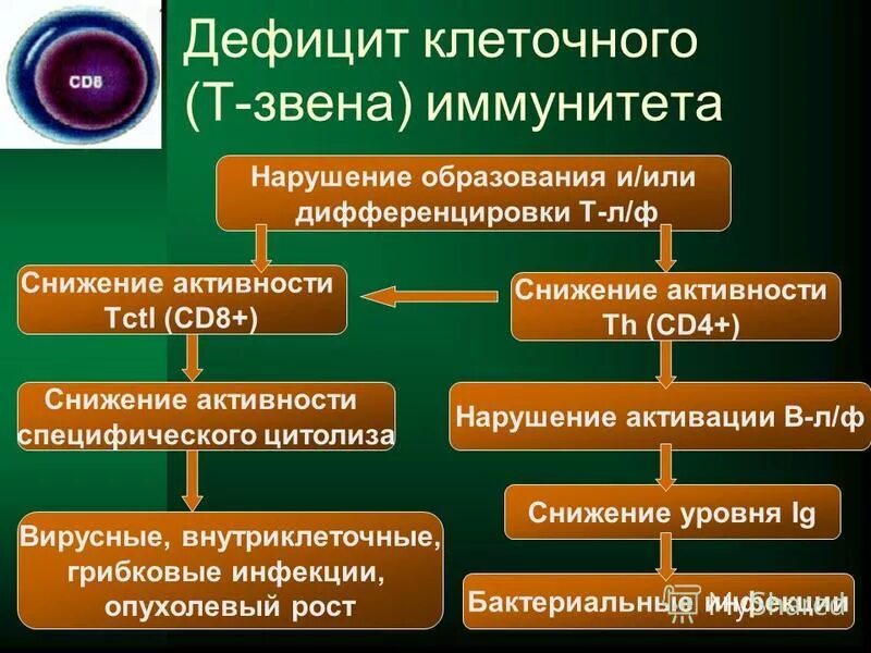 Дефицит клеточного звена иммунитета. Дефицит т клеточного звена иммунитета. Иммунодефициты с недостаточностью клеточного звена иммунитета. Недостаточность т клеточного иммунитета.