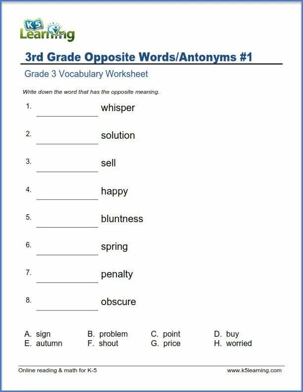 Write the opposites words. Worksheets for 5 Grade. Grade Vocabulary Word. Vocabulary for 5 Grade. Exercises for 5grade.