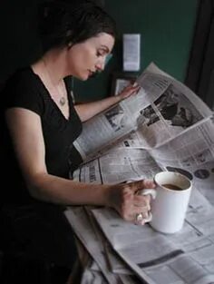 Reading a newspaper article
