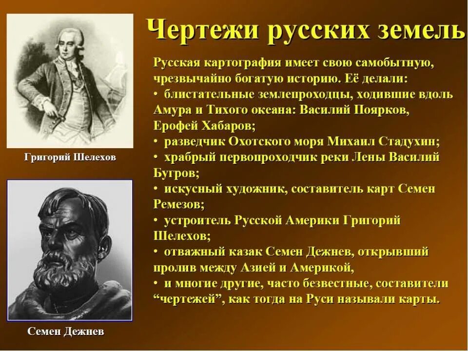 Роль карт в жизни людей. История создания географических карт. История создания картографии. Первые русские землепроходцы. История появления карт.