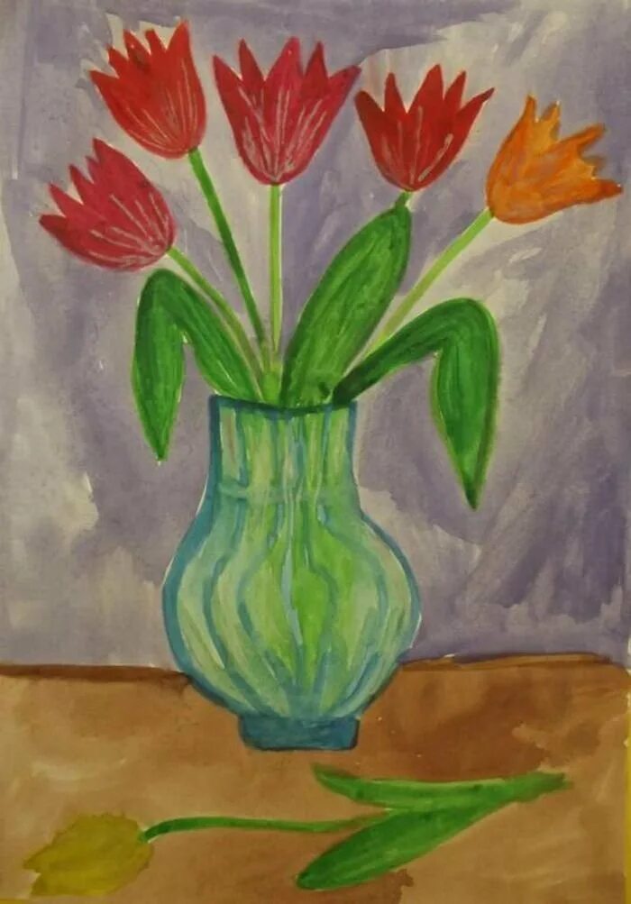 Ваза с тюльпанами рисунок. Весенний натюрморт для детей. Ваза с тюльпанами. Рисование ваза с цветами. Рисование ваза с тюльпанами.