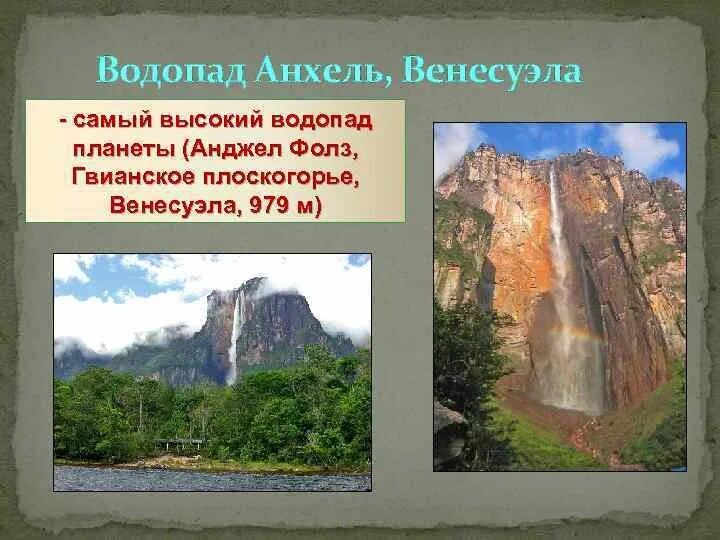 Самый высокий водопад гвианском плоскогорье. Координаты водопада Анхель Южной Америки. Географические координаты водопада Анхель. Южная Америка Гвианское плоскогорье. Гвианское плоскогорье водопад Анхель.