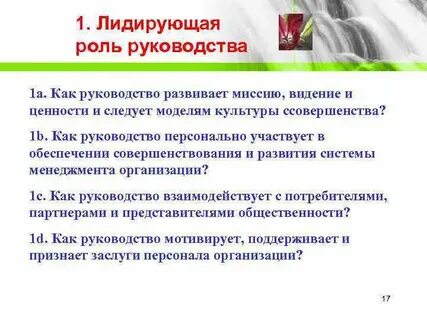 Принцип роль руководства