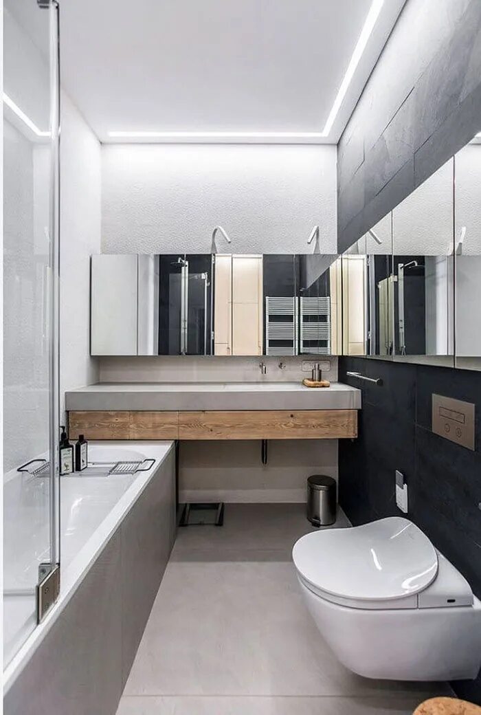 Фото ванной комнаты современный с туалетом. Современный санузел. Современная ванная. Современная маленькая ванная. Прямоугольная ванная комната.