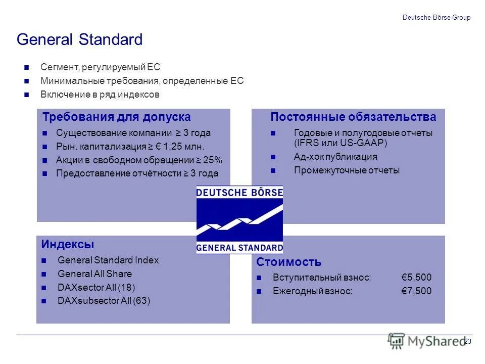 Сегмент стандарт. Стандартный сегмент. Deutsche borse. Стандарты GGP. Deutsche Standard 100 Corporate collection.