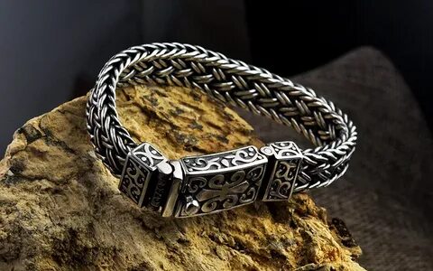 Серебряный браслет мужской массивный