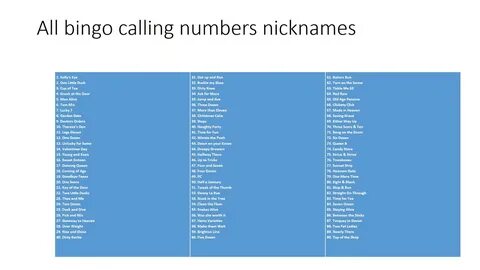 The numbers are called