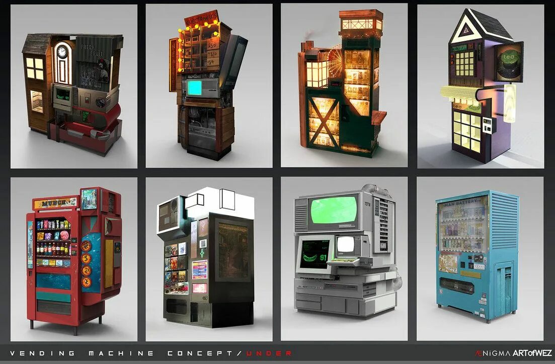 Арт вендинг. Sci fi торговый автомат 3д. vending machine concept art. вендинговые игровые автоматы.