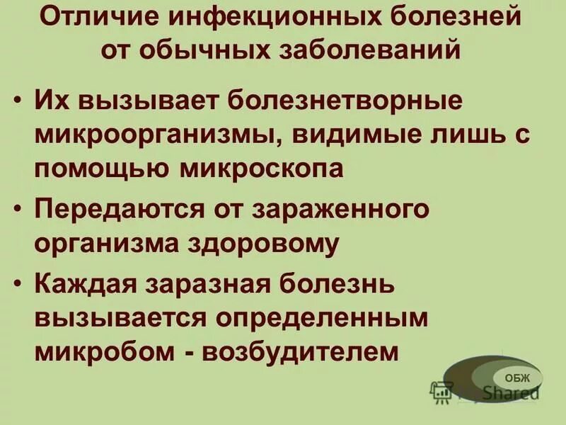 Тема по обж инфекционные заболевания. Отличия инфекционных болезней. Отличие инфекционных болезней от обычных. Отличие инфекционных болезней от обычных заболеваний. Основные отличия инфекционных заболеваний.