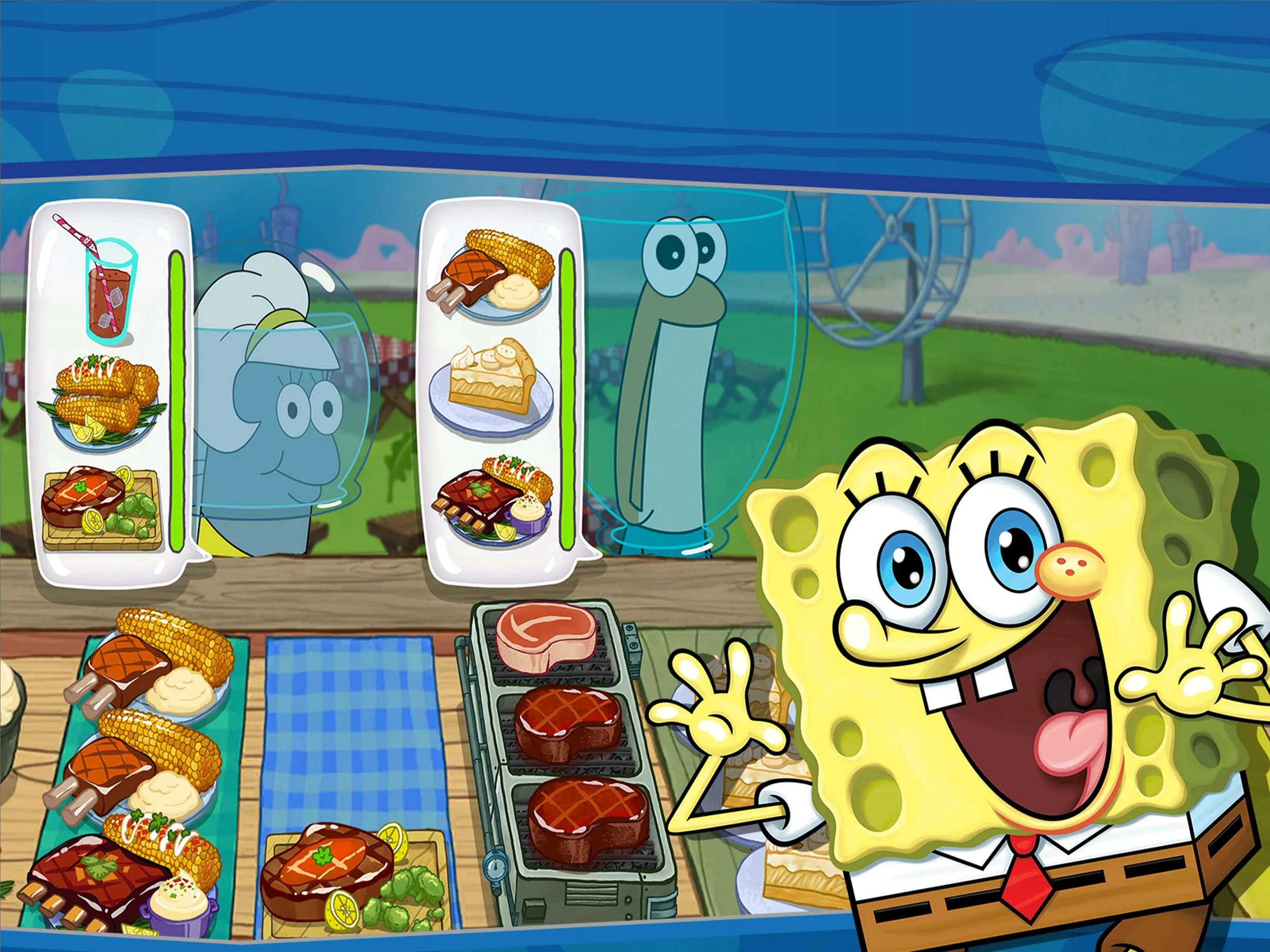 Мод много денег spongebob adventures. Губка боб кулинарный поединок. spongebob krusty cook off. крабсбургер игра губка боб на андроид. игра кулинарный поединок.