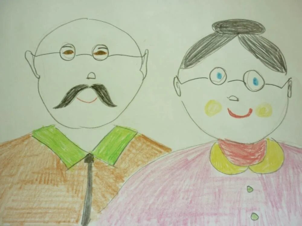 Рисунок пожилого человека 4 класс. Портрет бабушки и дедушки. Бабушка и дедушка рисунок. Детские рисунки ко Дню пожилого человека. Бабушка и дедушка рисунок для детей.