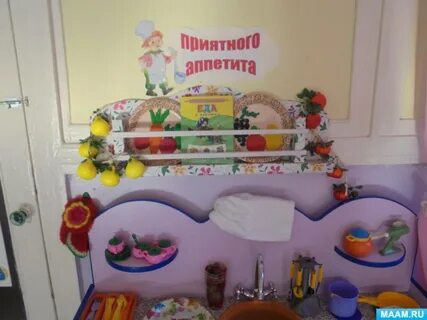 Уголок кухня в детском саду оформление