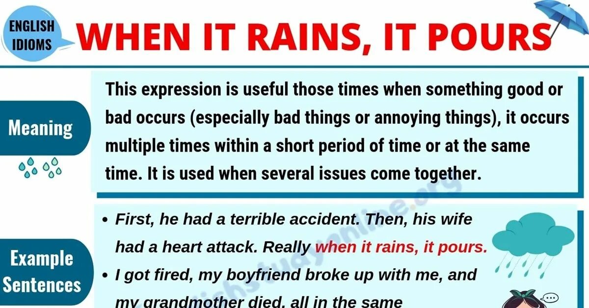 When it s raining. When it rains it pours. it never rains but it pours идиома. предложения с when it rains. types of rain in english.