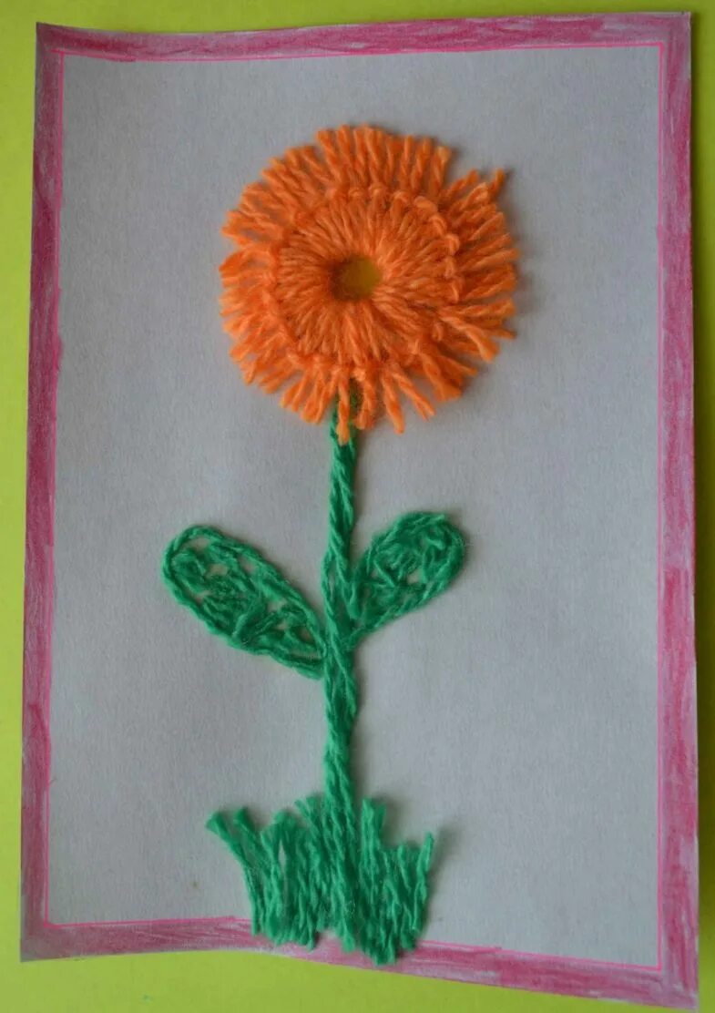 Аппликация из резаных ниток. Поделки из ниток для детей. Аппликация из нарезанных нитей. Аппликация цветы из шерстяных ниток. Аппликация шерстяными нитками.