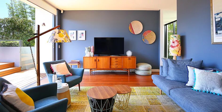 3 цвета в интерьере Tamara Mack Design Interiors Фьюжн Семейная комната Сан-Франциско от э