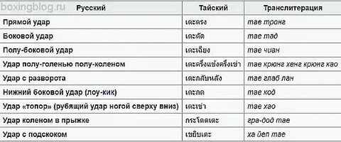 Название ударов ногами в кикбоксинге