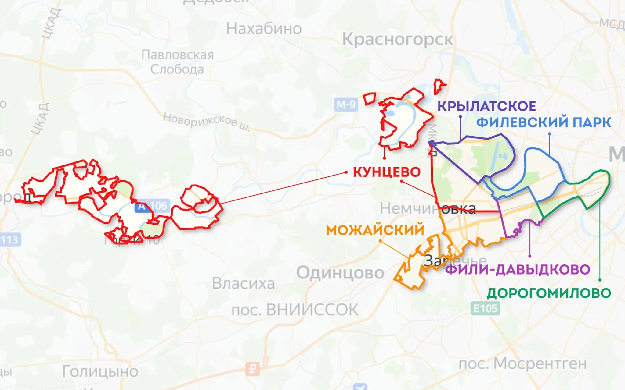 Кунцевская можайск расписание. Район Кунцево на карте Москвы с границами. Можайский, Кунцево, Крылатское, Фили-Давыдково на карте.