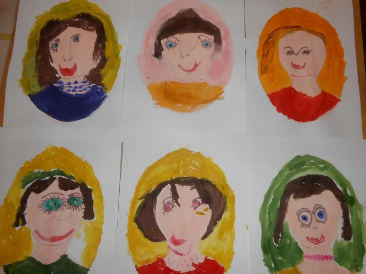 Портрет мамы. Портрет мамы рисование в подготовительной группе. Портрет мамы в детский сад. Рисование мамы в подготовительной группе.