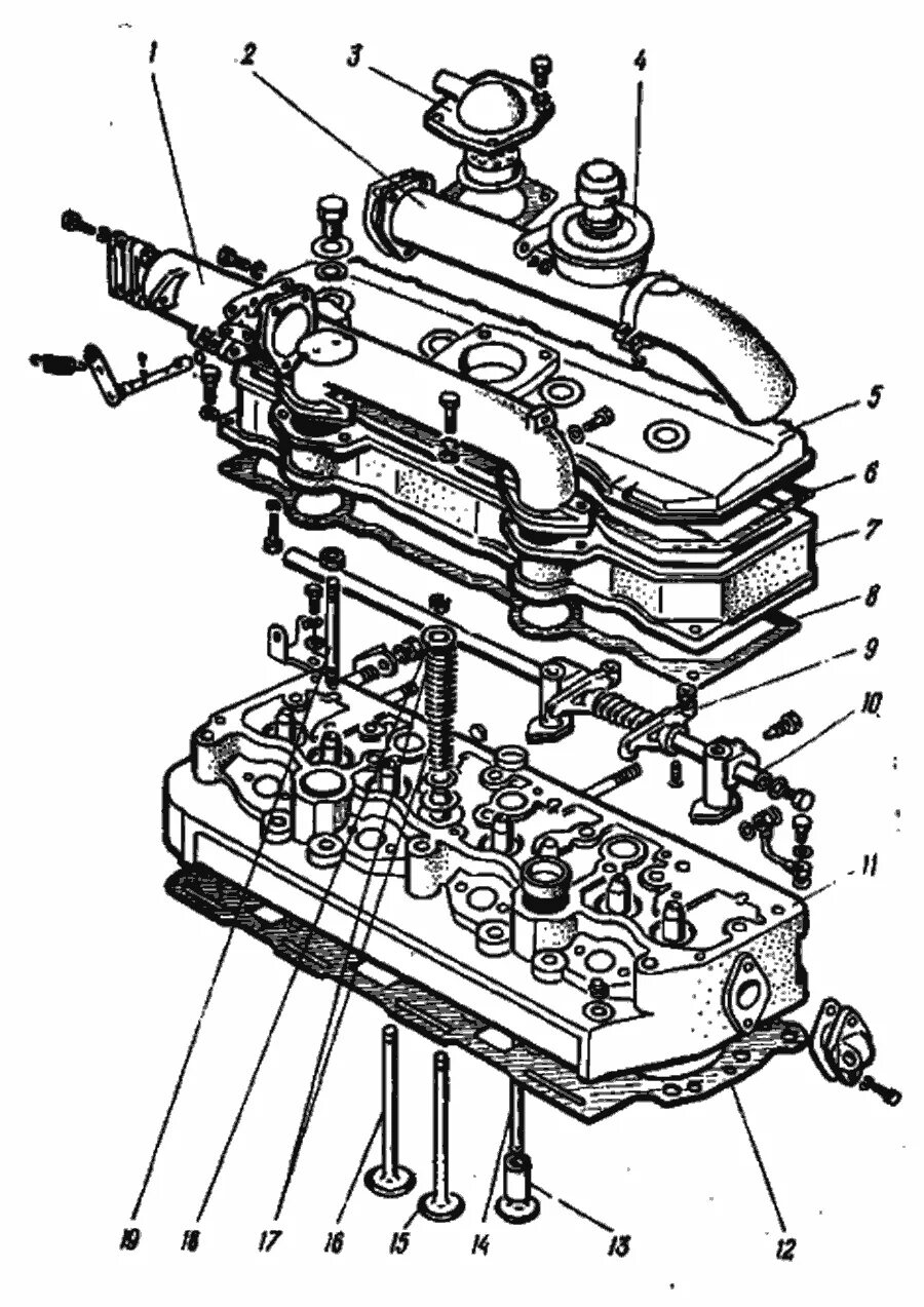 Клапана на двигатель мтз. Головка блока МТЗ Д-240 схема. Крышка головки блока цилиндров МТЗ 80. Мотор трактора МТЗ 240 схема. Головка блока цилиндров МТЗ 80 схема.