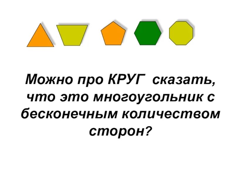 Круг скажи всегда. Многоугольник с бесконечным числом сторон. Круг это многоугольник с бесконечным количеством углов. Круг фигура с бесконечным количеством углов. Круг это многоугольник с бесконечным количеством граней.