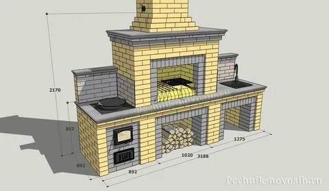Барбекю из кирпича своими руками: чертежи с размерами, порядовки, пошаговые...
