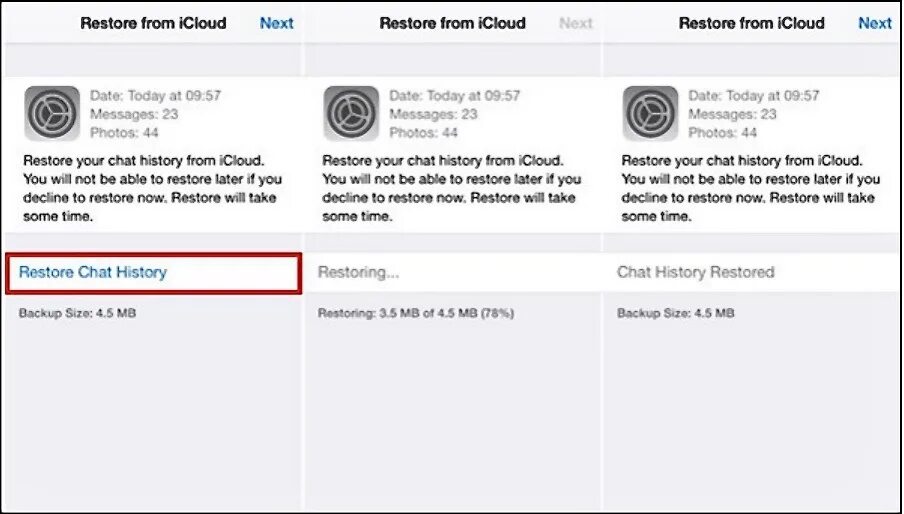 Restore chat. Restore chat